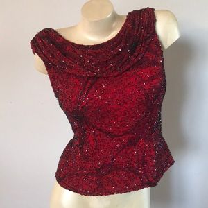 Red sequined sleeveless shell